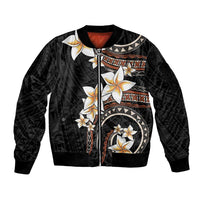 Vintage Plumeria Pacific Floral Sleeve Zip Bomber Jacket