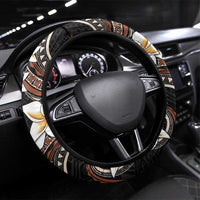 Vintage Plumeria Pacific Floral Steering Wheel Cover LT9 Universal Fit Black - Polynesian Pride