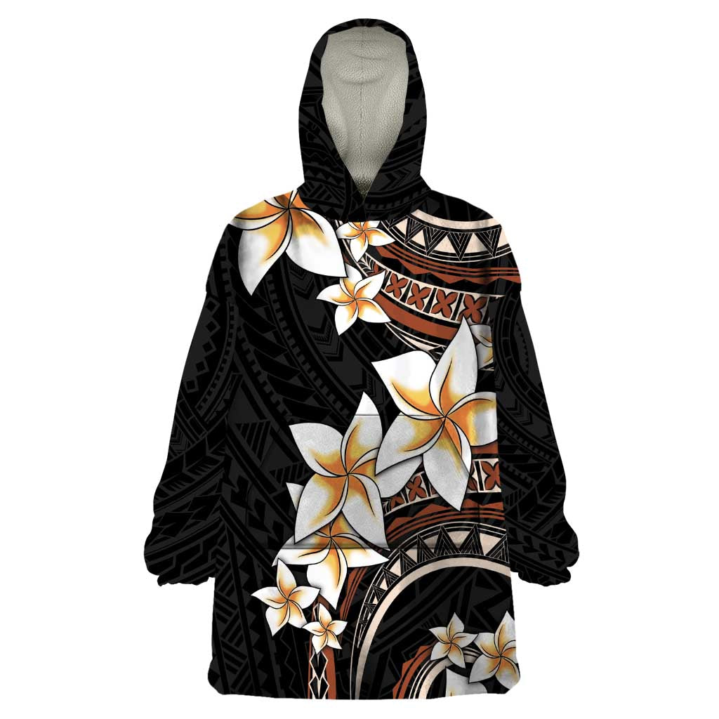 Vintage Plumeria Pacific Floral Wearable Blanket Hoodie