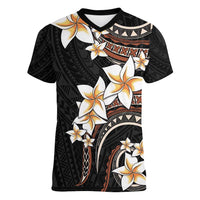 Vintage Plumeria Pacific Floral Women V-Neck T-Shirt