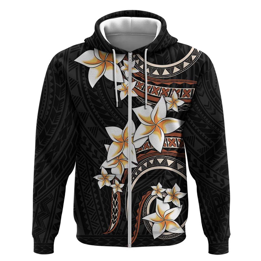 Vintage Plumeria Pacific Floral Zip Hoodie