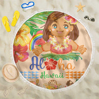 Kawaii Hula Girls Beach Blanket Aloha Hibiscus Flowers LT9 One Size 150cm Nude - Polynesian Pride
