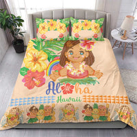 Kawaii Hula Girls Bedding Set Aloha Hibiscus Flowers
