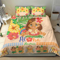 Kawaii Hula Girls Bedding Set Aloha Hibiscus Flowers