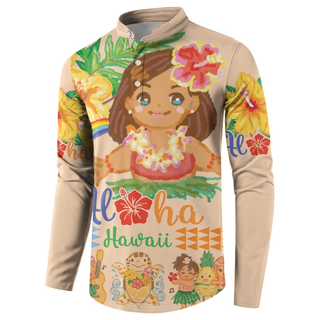 Kawaii Hula Girls Button Sweatshirt Aloha Hibiscus Flowers LT9 - Polynesian Pride