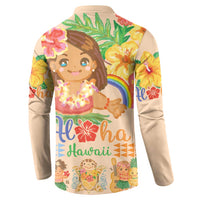 Kawaii Hula Girls Button Sweatshirt Aloha Hibiscus Flowers LT9 - Polynesian Pride