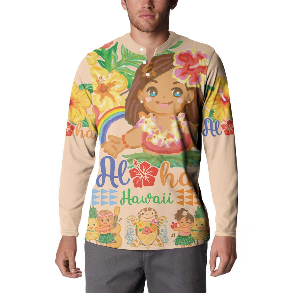 Kawaii Hula Girls Button Sweatshirt Aloha Hibiscus Flowers LT9 - Polynesian Pride