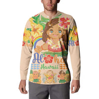 Kawaii Hula Girls Button Sweatshirt Aloha Hibiscus Flowers LT9 - Polynesian Pride