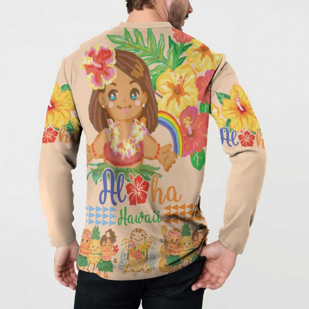 Kawaii Hula Girls Button Sweatshirt Aloha Hibiscus Flowers LT9 - Polynesian Pride