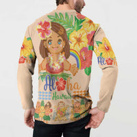Kawaii Hula Girls Button Sweatshirt Aloha Hibiscus Flowers LT9 - Polynesian Pride