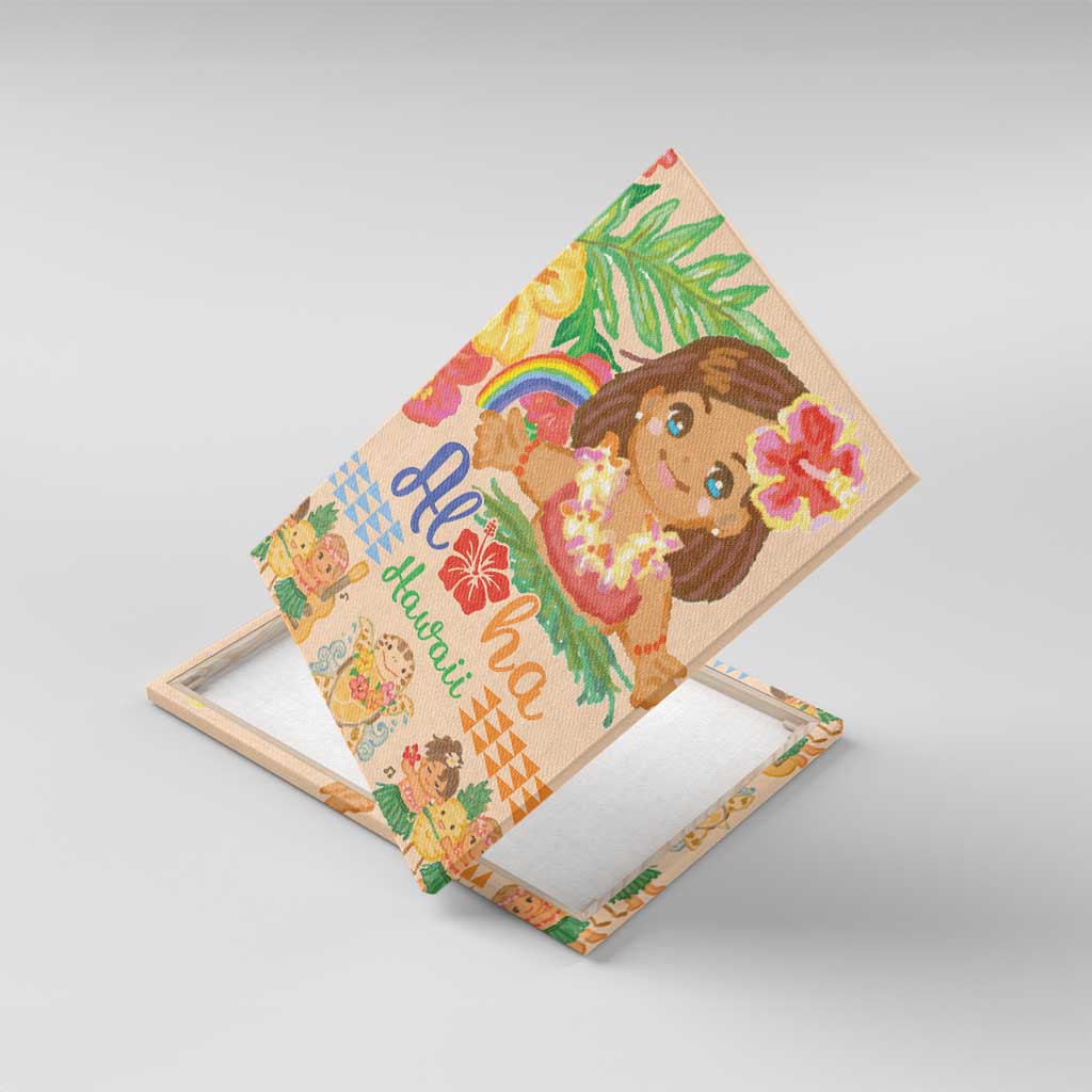 Kawaii Hula Girls Canvas Wall Art Aloha Hibiscus Flowers LT9 With Frame Nude - Polynesian Pride