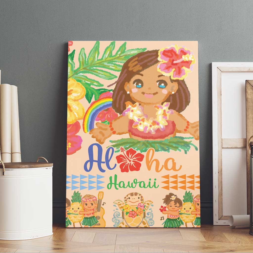 Kawaii Hula Girls Canvas Wall Art Aloha Hibiscus Flowers LT9 - Polynesian Pride