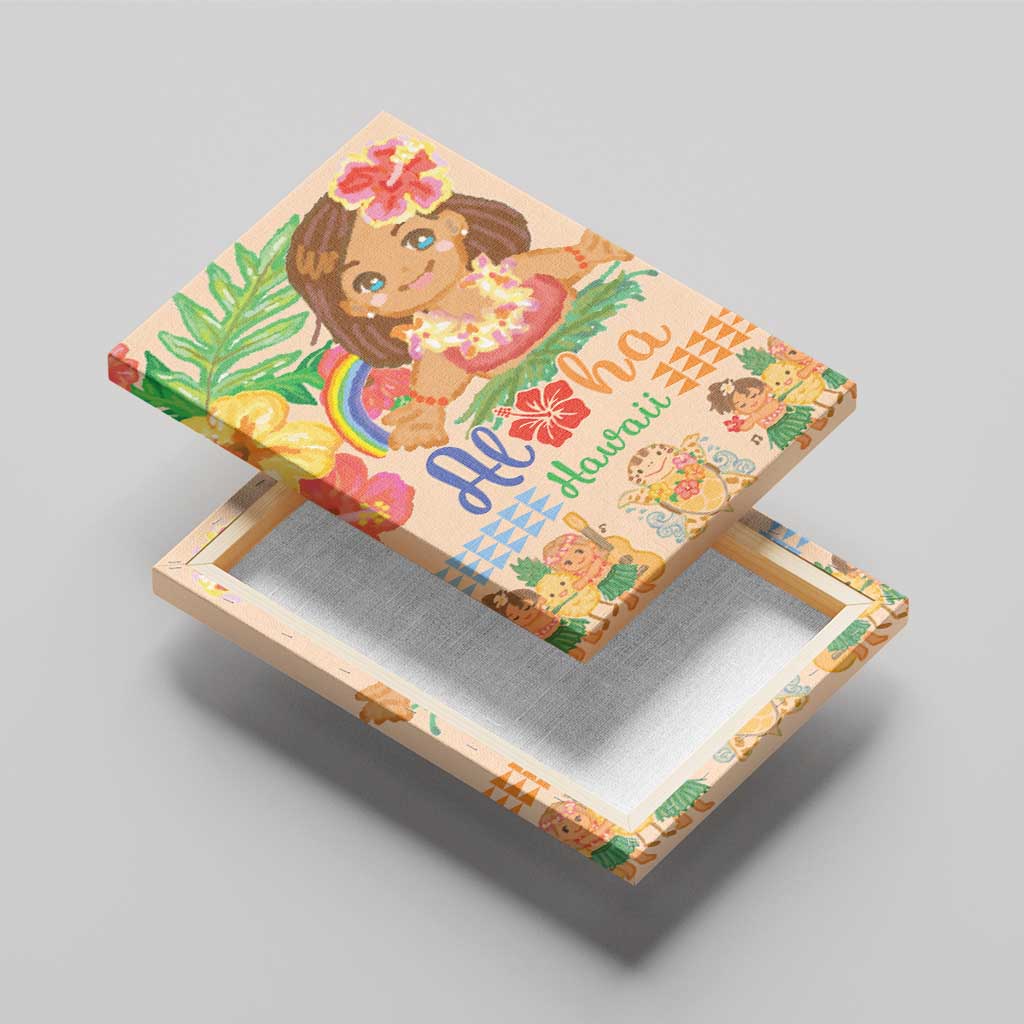 Kawaii Hula Girls Canvas Wall Art Aloha Hibiscus Flowers LT9 - Polynesian Pride