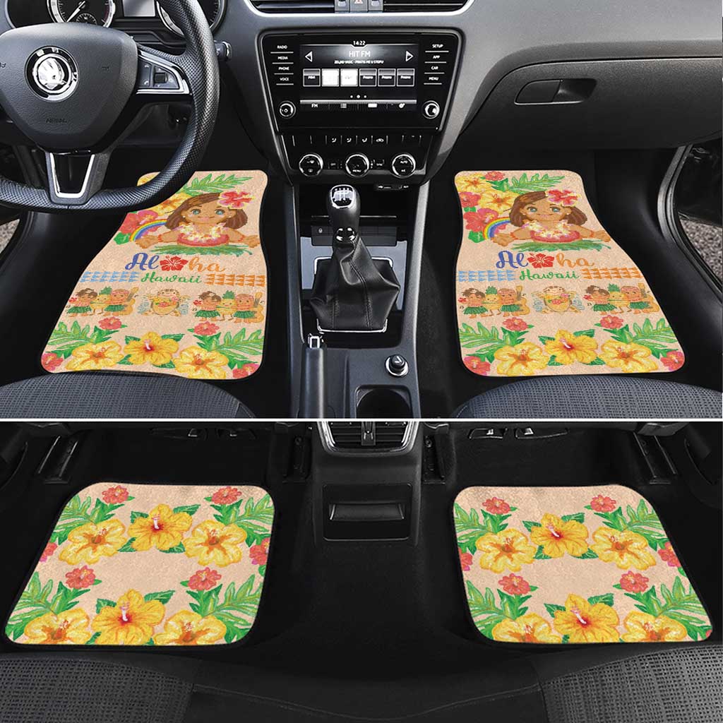 Kawaii Hula Girls Car Mats Aloha Hibiscus Flowers LT9 Set 4pcs Nude - Polynesian Pride