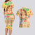 Kawaii Hula Girls Couples Matching Long Sleeve Bodycon Dress and Hawaiian Shirt Aloha Hibiscus Flowers