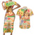 Kawaii Hula Girls Couples Matching Short Sleeve Bodycon Dress and Hawaiian Shirt Aloha Hibiscus Flowers