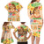 Kawaii Hula Girls Family Matching Long Sleeve Bodycon Dress and Hawaiian Shirt Aloha Hibiscus Flowers