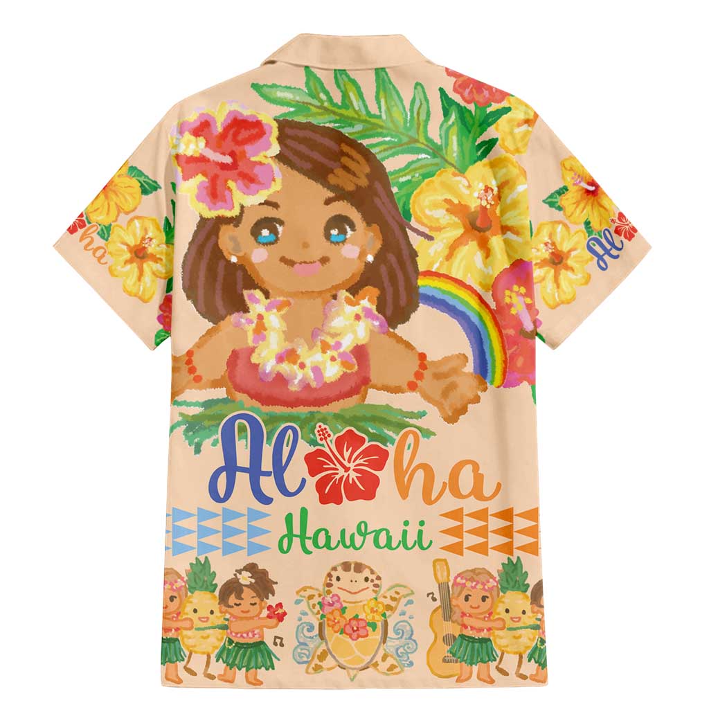 Kawaii Hula Girls Family Matching Mermaid Dress and Hawaiian Shirt Aloha Hibiscus Flowers