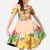 Kawaii Hula Girls Family Matching Off The Shoulder Long Sleeve Dress and Hawaiian Shirt Aloha Hibiscus Flowers