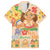 Kawaii Hula Girls Family Matching Off The Shoulder Long Sleeve Dress and Hawaiian Shirt Aloha Hibiscus Flowers