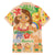 Kawaii Hula Girls Family Matching Off The Shoulder Long Sleeve Dress and Hawaiian Shirt Aloha Hibiscus Flowers