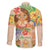 Kawaii Hula Girls Family Matching Off The Shoulder Long Sleeve Dress and Hawaiian Shirt Aloha Hibiscus Flowers