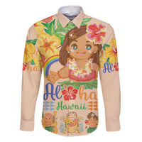 Kawaii Hula Girls Family Matching Puletasi and Hawaiian Shirt Aloha Hibiscus Flowers