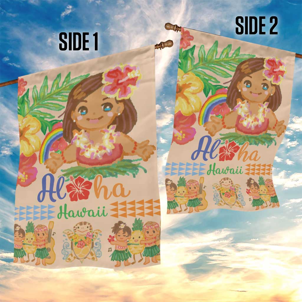 Kawaii Hula Girls Garden Flag Aloha Hibiscus Flowers LT9 - Polynesian Pride