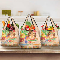 Kawaii Hula Girls Grocery Bag Aloha Hibiscus Flowers LT9 3-pack One Size Nude - Polynesian Pride