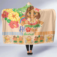 Kawaii Hula Girls Hooded Blanket Aloha Hibiscus Flowers LT9 One Size Nude - Polynesian Pride