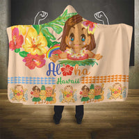 Kawaii Hula Girls Hooded Blanket Aloha Hibiscus Flowers LT9 - Polynesian Pride