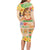 Kawaii Hula Girls Long Sleeve Bodycon Dress Aloha Hibiscus Flowers