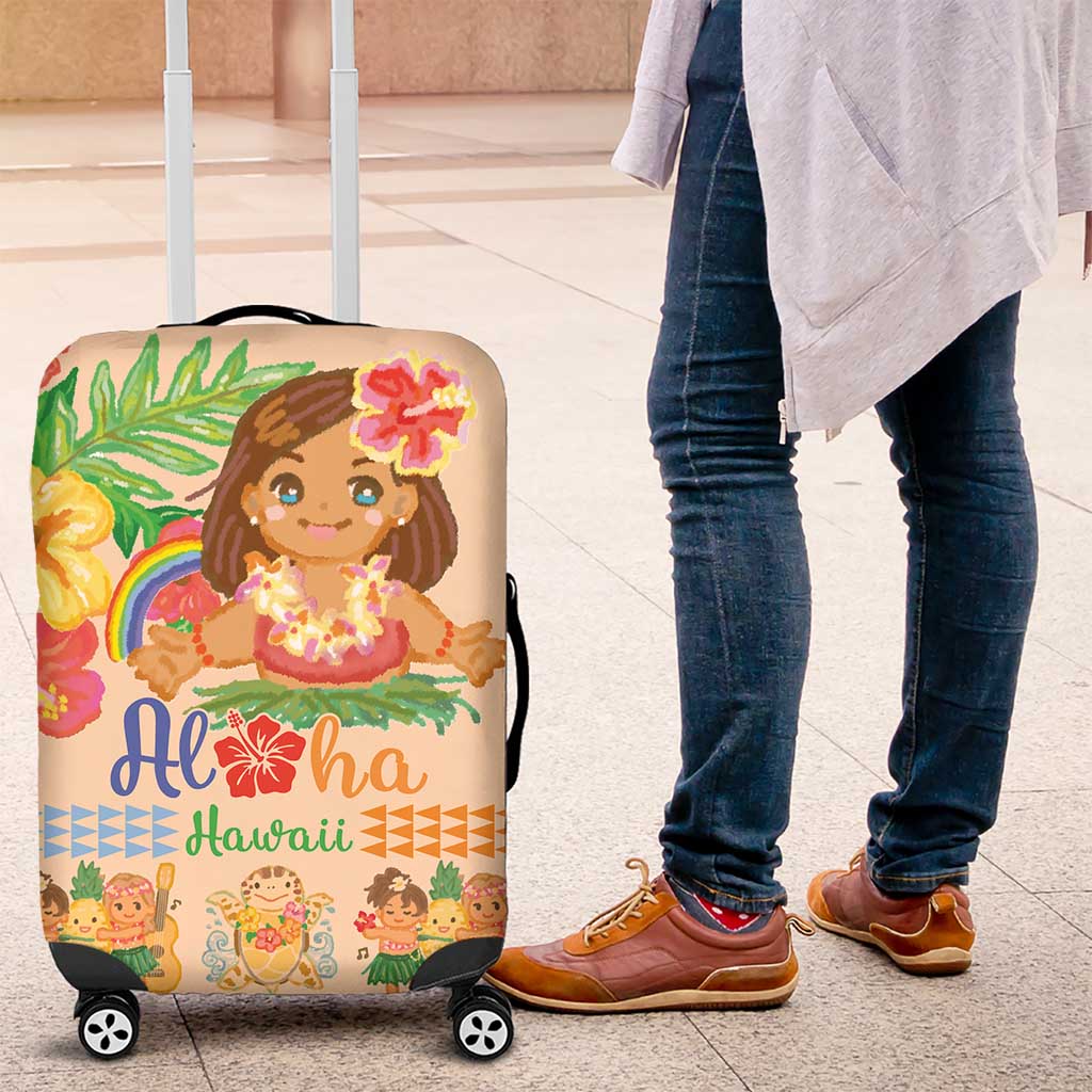 Kawaii Hula Girls Luggage Cover Aloha Hibiscus Flowers