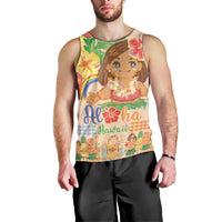 Kawaii Hula Girls Men Tank Top Aloha Hibiscus Flowers LT9 - Polynesian Pride