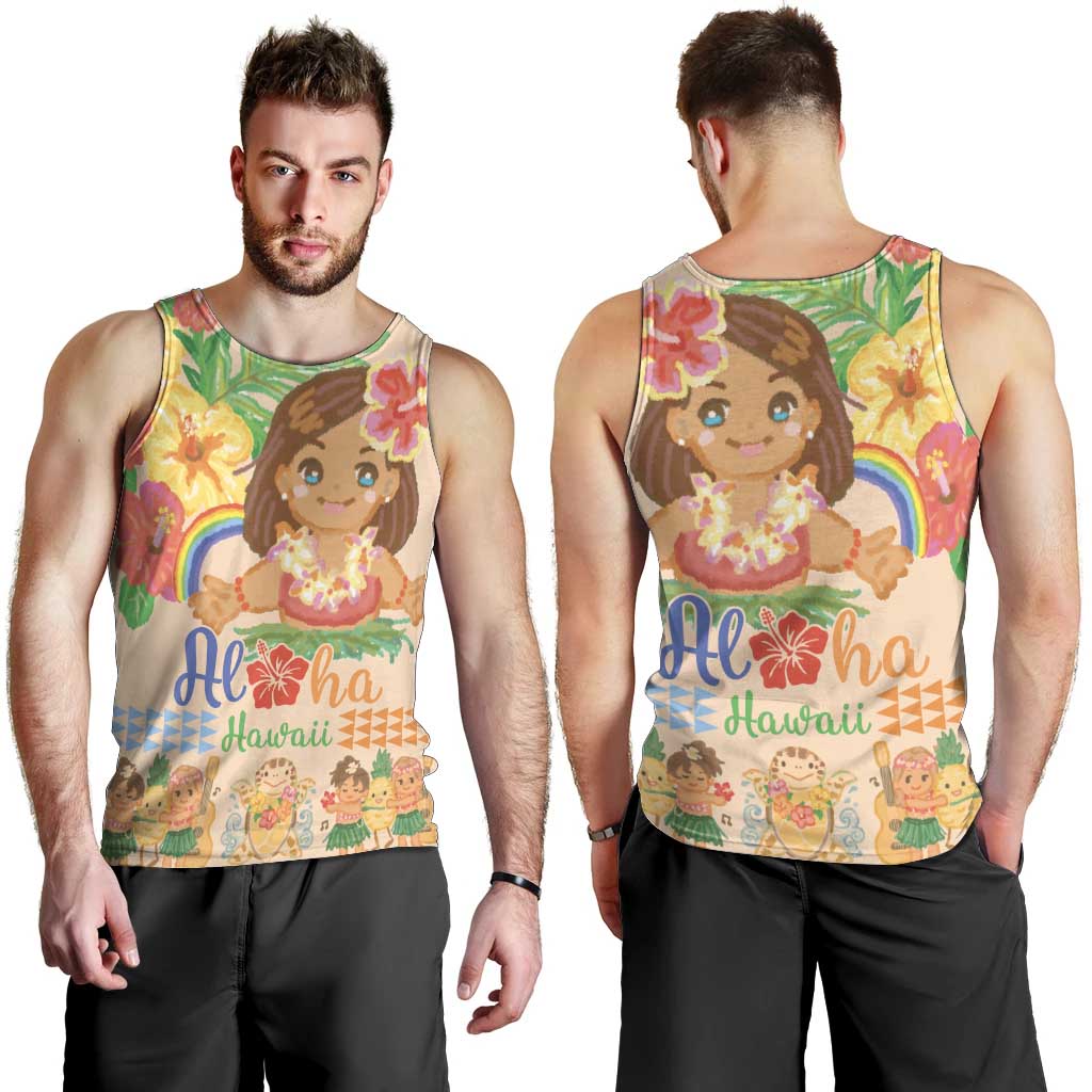 Kawaii Hula Girls Men Tank Top Aloha Hibiscus Flowers LT9 - Polynesian Pride