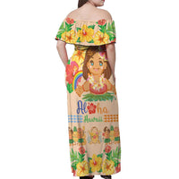 Kawaii Hula Girls Off Shoulder Maxi Dress Aloha Hibiscus Flowers LT9 - Polynesian Pride