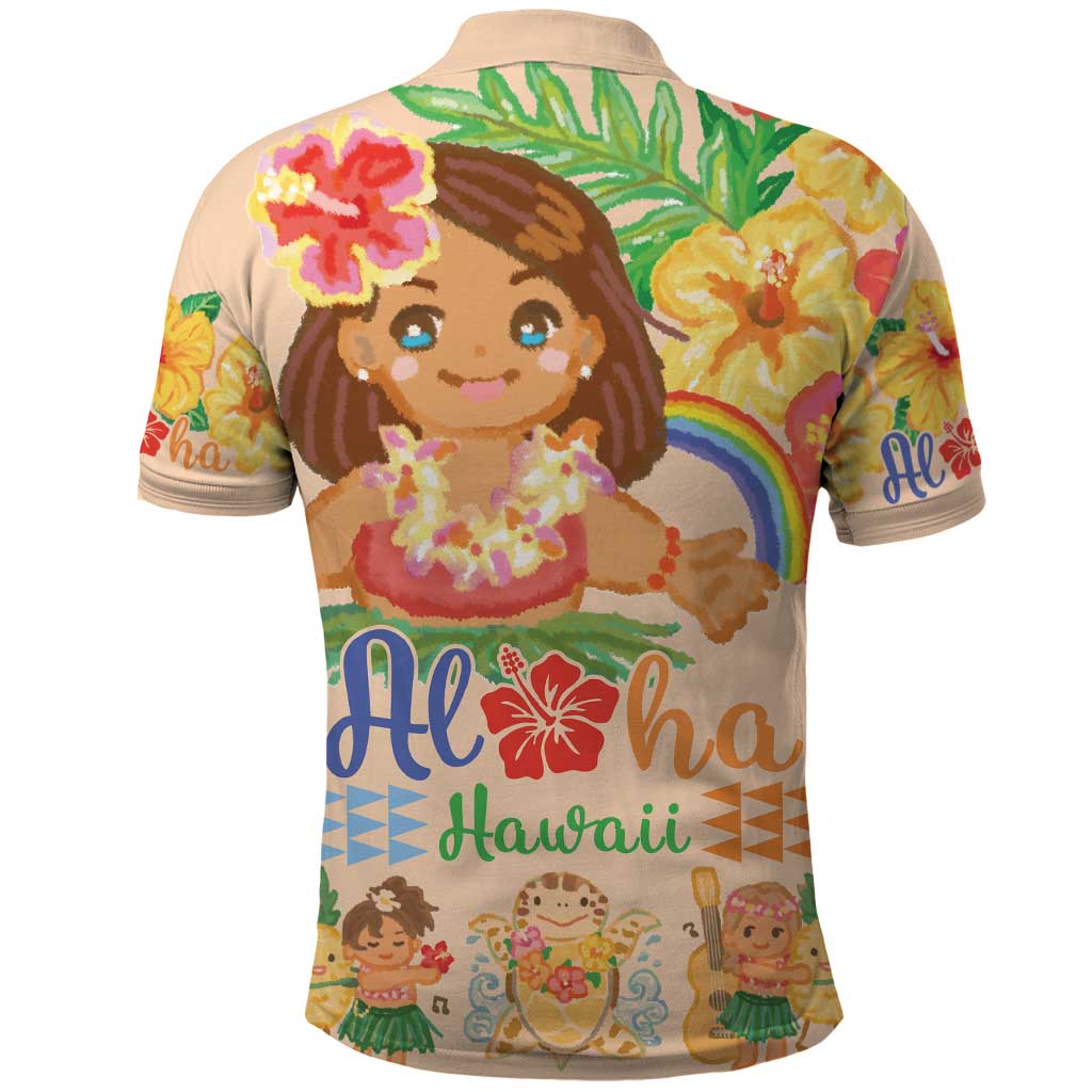 Kawaii Hula Girls Polo Shirt Aloha Hibiscus Flowers