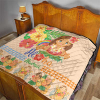 Kawaii Hula Girls Quilt Aloha Hibiscus Flowers