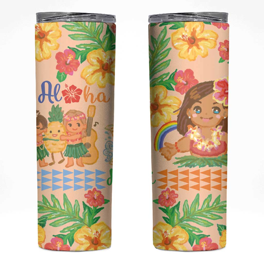 Kawaii Hula Girls Skinny Tumbler Aloha Hibiscus Flowers