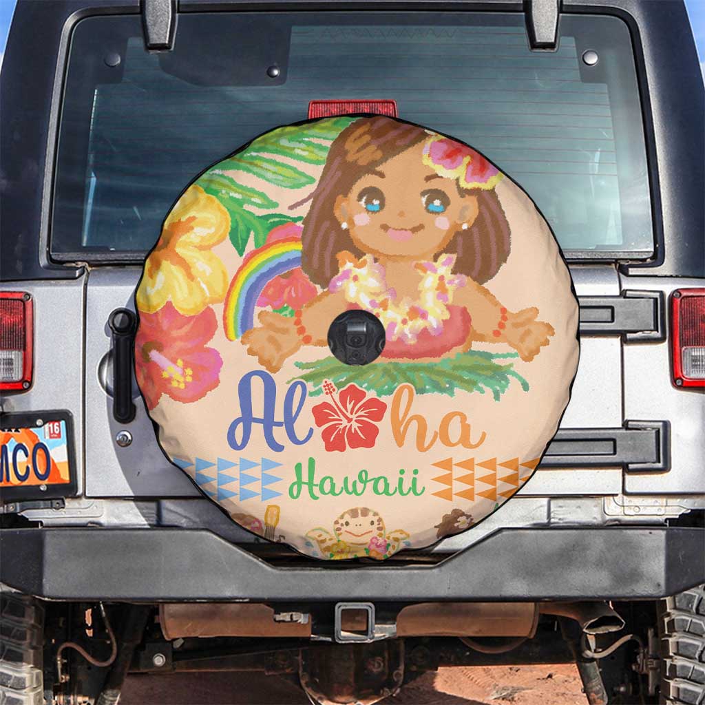 Kawaii Hula Girls Spare Tire Cover Aloha Hibiscus Flowers LT9 Nude - Polynesian Pride