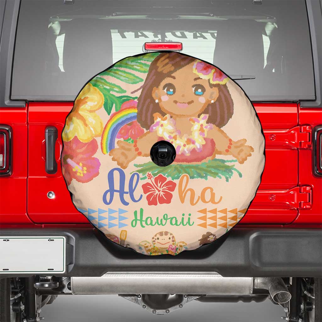 Kawaii Hula Girls Spare Tire Cover Aloha Hibiscus Flowers LT9 - Polynesian Pride