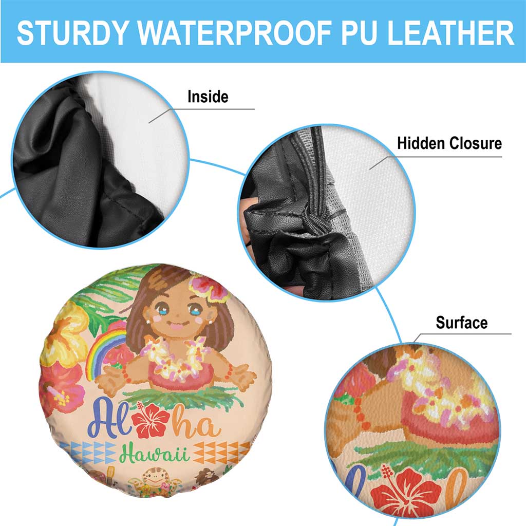 Kawaii Hula Girls Spare Tire Cover Aloha Hibiscus Flowers LT9 - Polynesian Pride