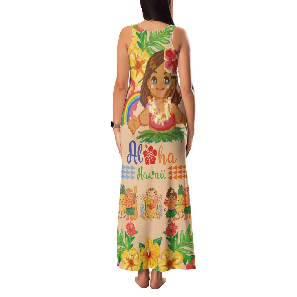 Kawaii Hula Girls Tank Maxi Dress Aloha Hibiscus Flowers LT9 - Polynesian Pride