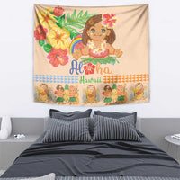Kawaii Hula Girls Tapestry Aloha Hibiscus Flowers