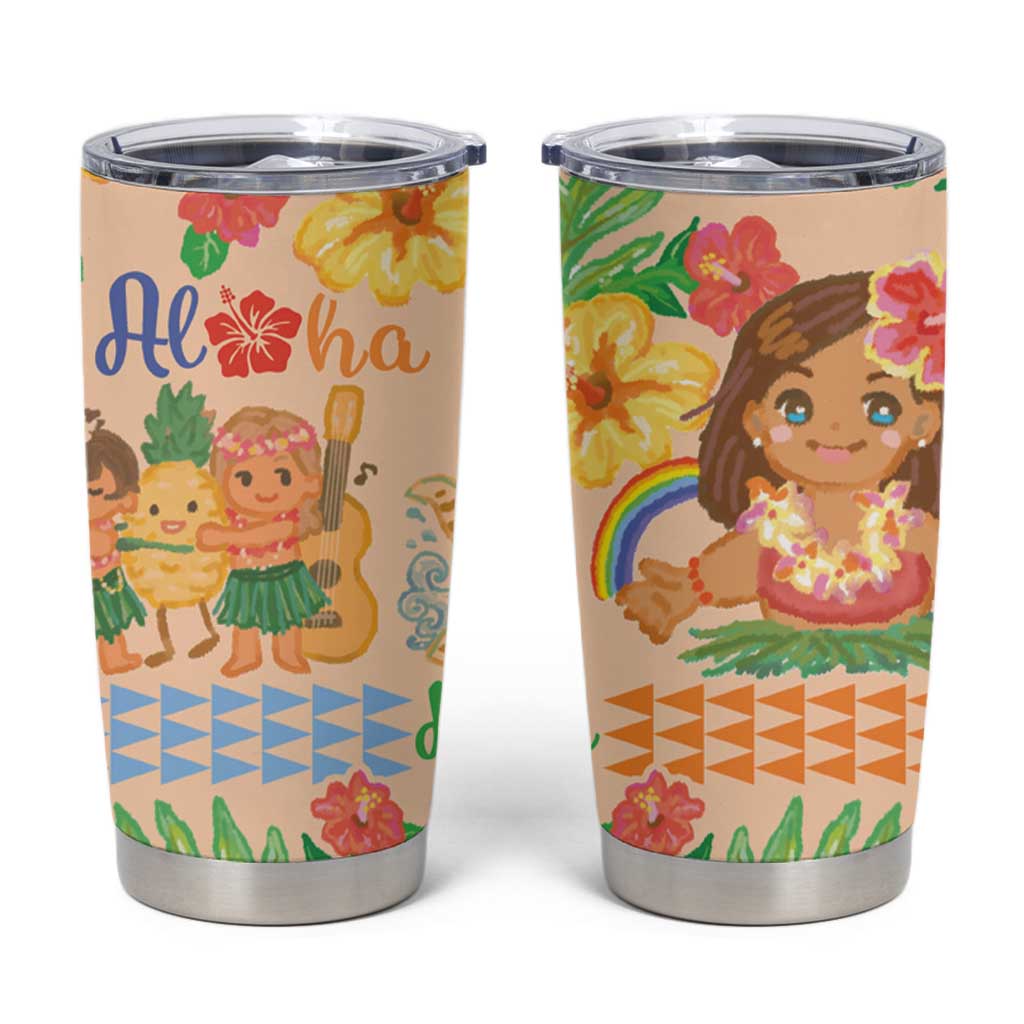 Kawaii Hula Girls Tumbler Cup Aloha Hibiscus Flowers