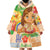 Kawaii Hula Girls Wearable Blanket Hoodie Aloha Hibiscus Flowers