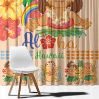 Kawaii Hula Girls Window Curtain Aloha Hibiscus Flowers LT9 - Polynesian Pride