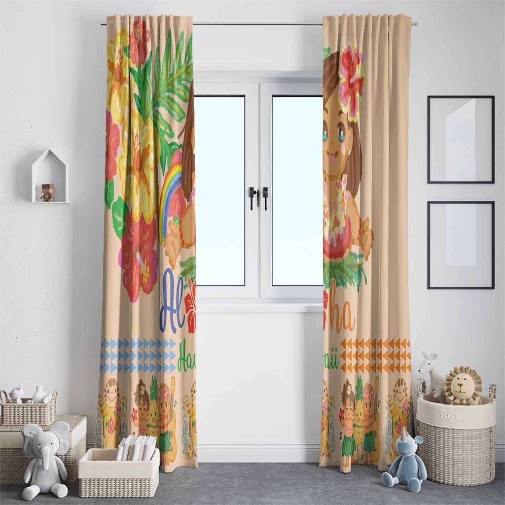 Kawaii Hula Girls Window Curtain Aloha Hibiscus Flowers LT9 - Polynesian Pride