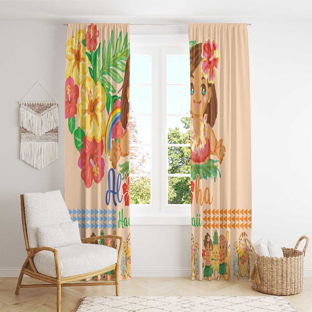 Kawaii Hula Girls Window Curtain Aloha Hibiscus Flowers LT9 - Polynesian Pride