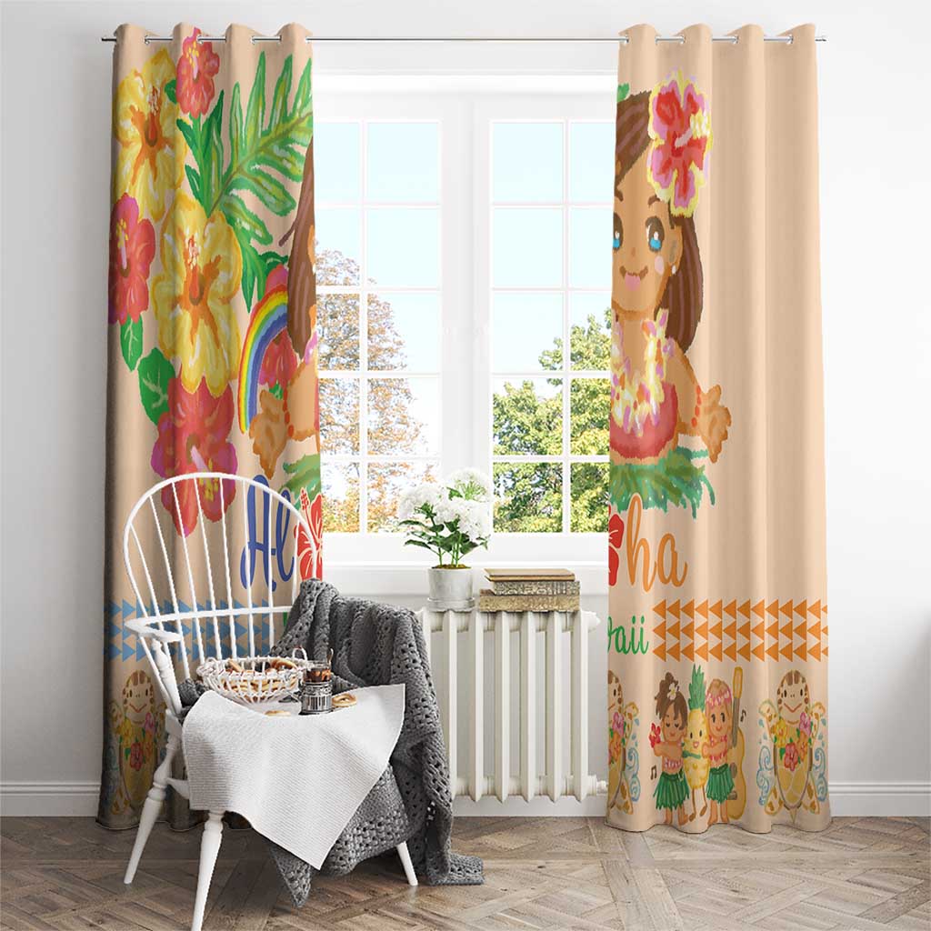 Kawaii Hula Girls Window Curtain Aloha Hibiscus Flowers LT9 - Polynesian Pride